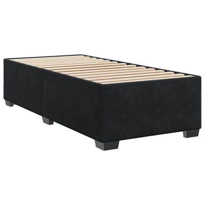 Box Spring Bed with Mattress Black King Single Velvet