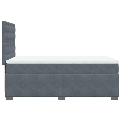 Box Spring Bed with Mattress Dark Grey King Single Velvet