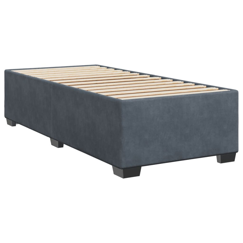 Box Spring Bed with Mattress Dark Grey King Single Velvet