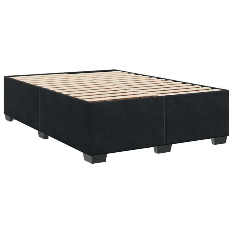 Box Spring Bed with Mattress Black Double Velvet