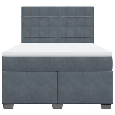 Box Spring Bed with Mattress Dark Grey Queen Velvet