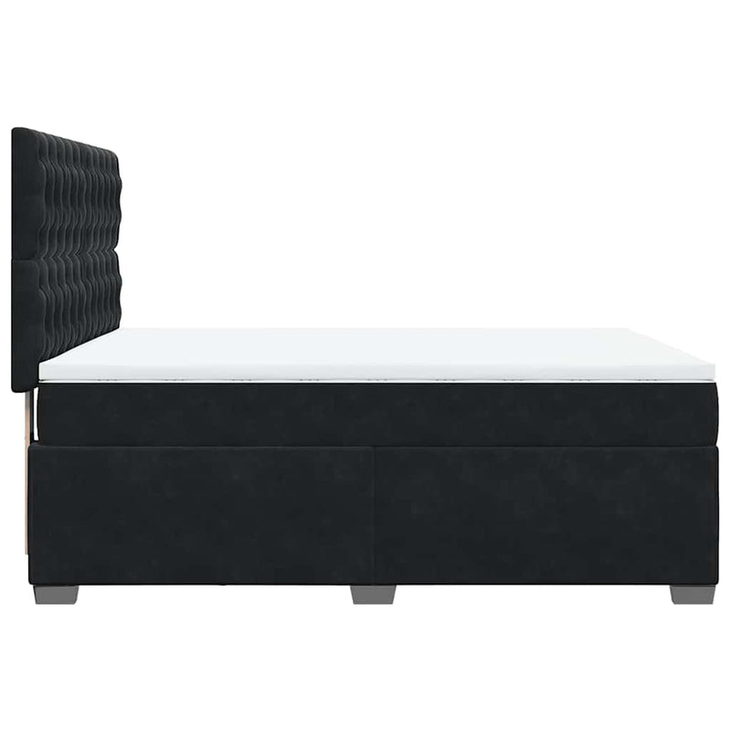 Box Spring Bed with Mattress Black Queen Velvet