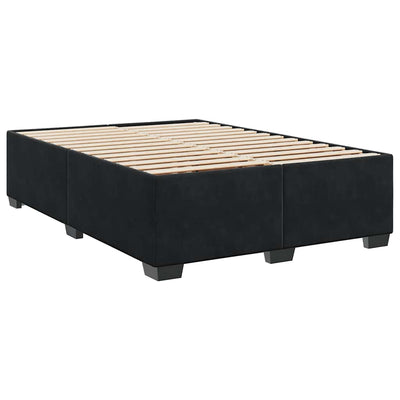 Box Spring Bed with Mattress Black Queen Velvet