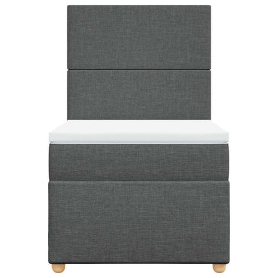 Box Spring Bed with Mattress Dark Grey King Single Fabric