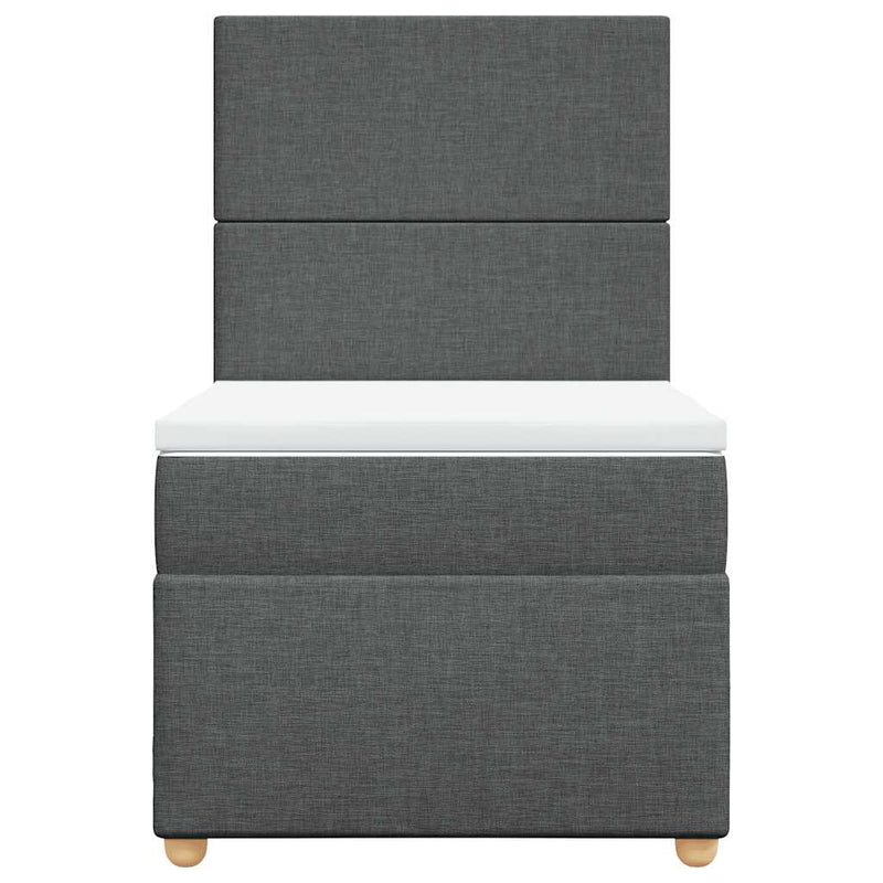 Box Spring Bed with Mattress Dark Grey King Single Fabric