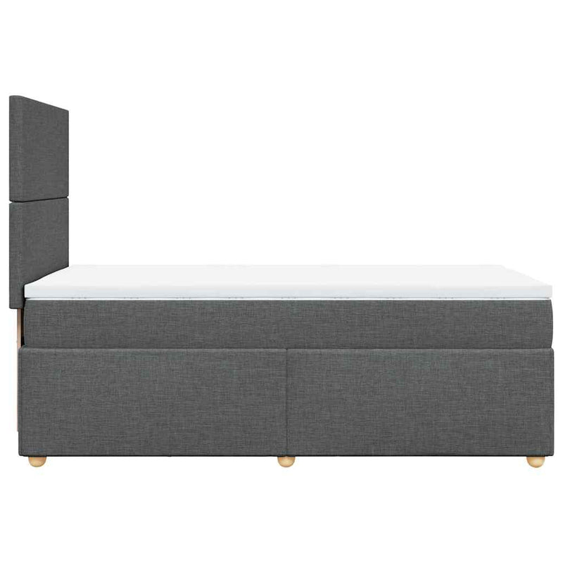 Box Spring Bed with Mattress Dark Grey King Single Fabric