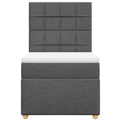 Box Spring Bed with Mattress Dark Grey King Single Fabric