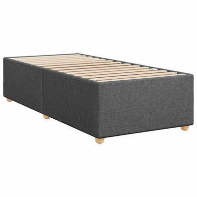 Box Spring Bed with Mattress Dark Grey King Single Fabric