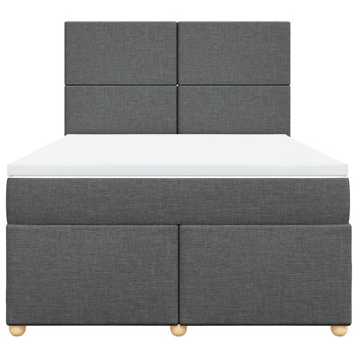 Box Spring Bed with Mattress Dark Grey Double Fabric