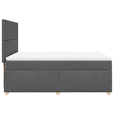 Box Spring Bed with Mattress Dark Grey Double Fabric