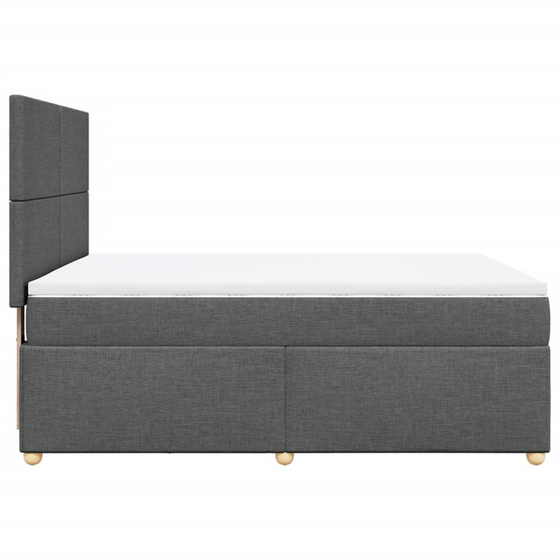 Box Spring Bed with Mattress Dark Grey Queen Fabric