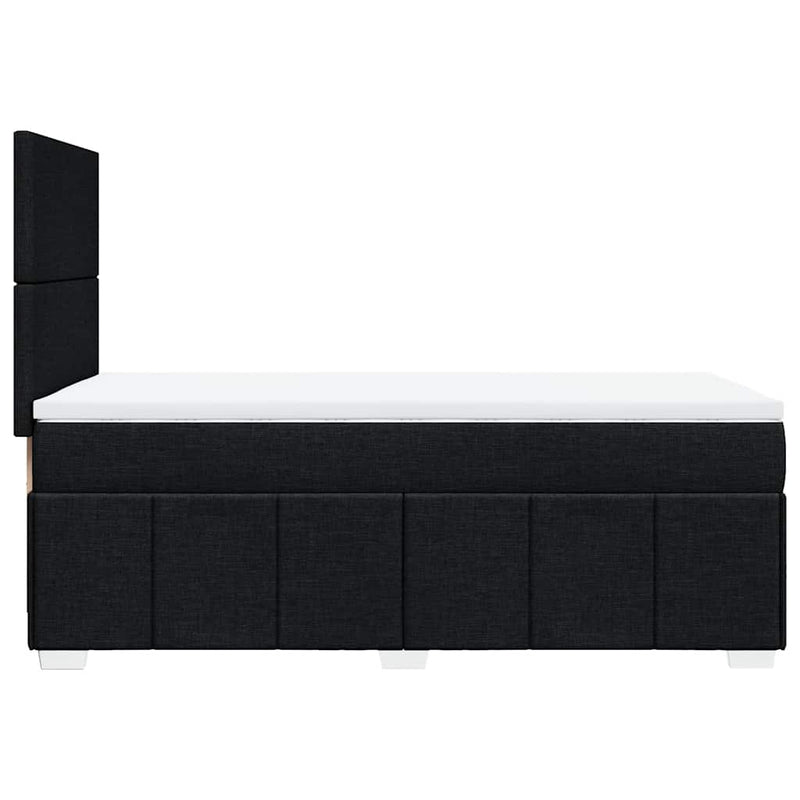 Box Spring Bed with Mattress Black King Single Fabric