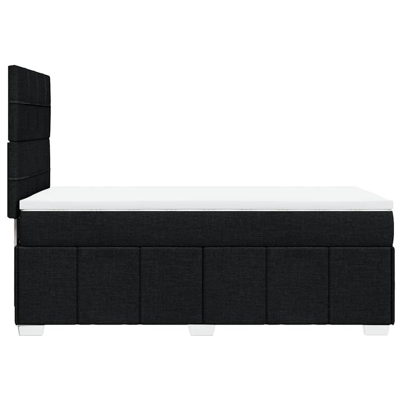 Box Spring Bed with Mattress Black King Single Fabric