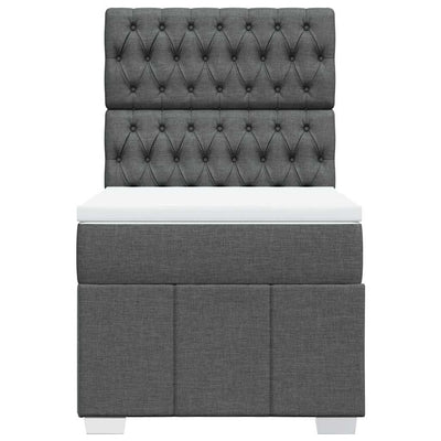 Box Spring Bed with Mattress Dark Grey King Single Fabric