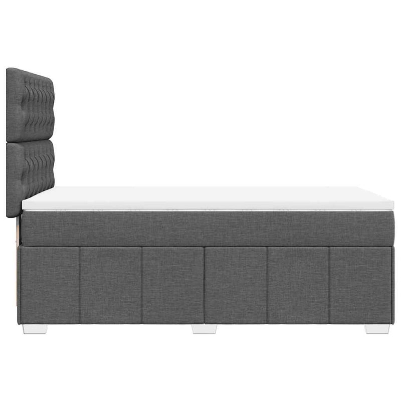 Box Spring Bed with Mattress Dark Grey King Single Fabric