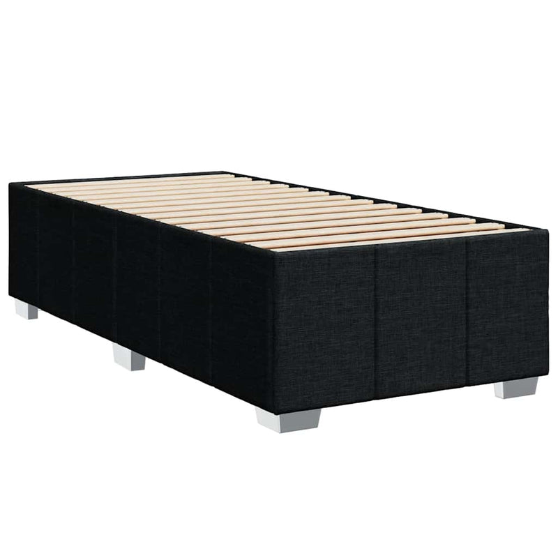 Box Spring Bed with Mattress Black King Single Fabric