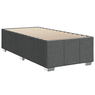 Box Spring Bed with Mattress Dark Grey King Single Fabric