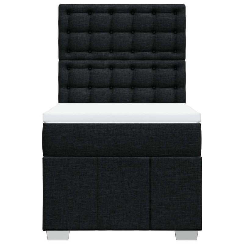 Box Spring Bed with Mattress Black King Single Fabric