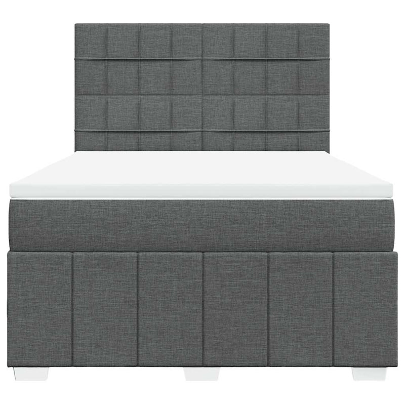 Box Spring Bed with Mattress Dark Grey Queen Fabric