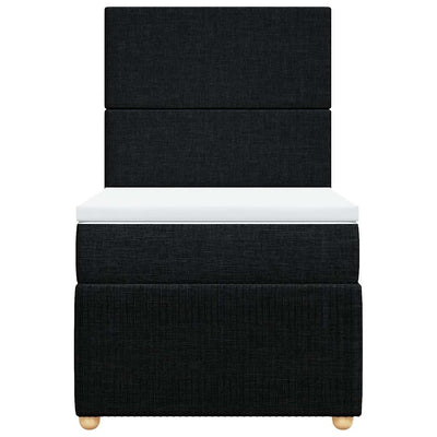 Box Spring Bed with Mattress Black King Single Fabric