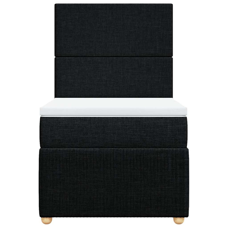 Box Spring Bed with Mattress Black King Single Fabric