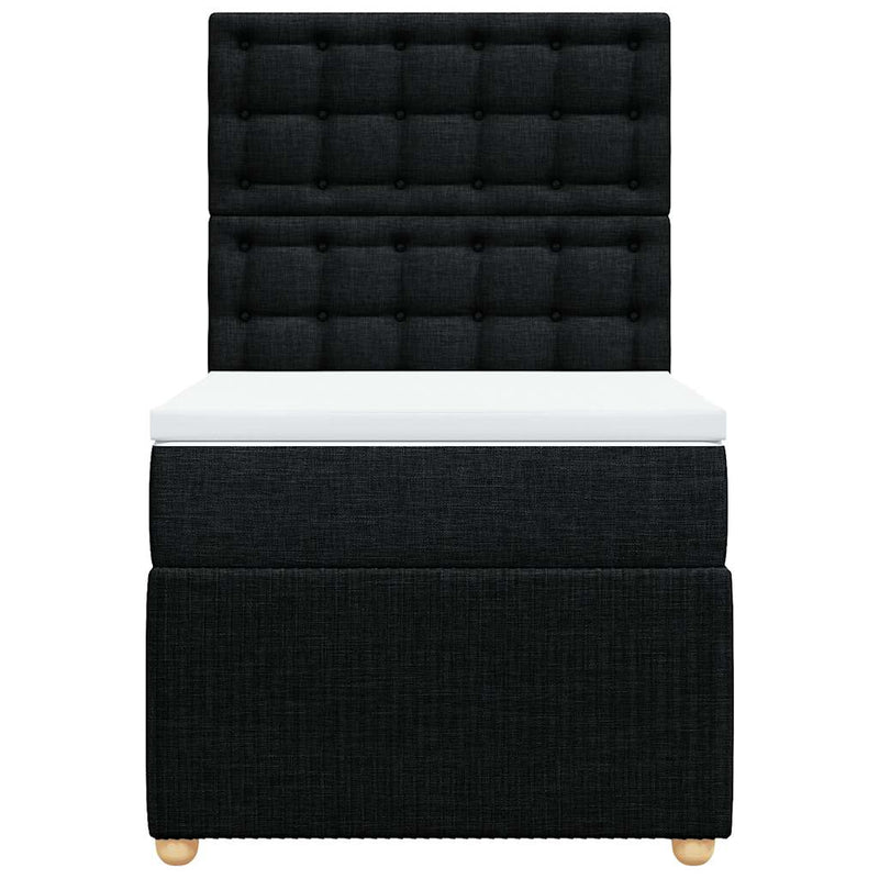 Box Spring Bed with Mattress Black King Single Fabric