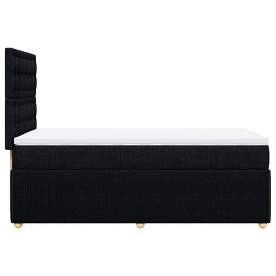 Box Spring Bed with Mattress Black King Single Fabric