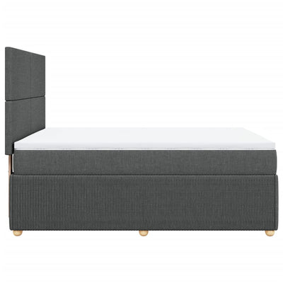 Box Spring Bed with Mattress Dark Grey Double Fabric