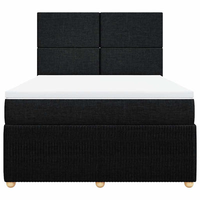 Box Spring Bed with Mattress Black Double Fabric