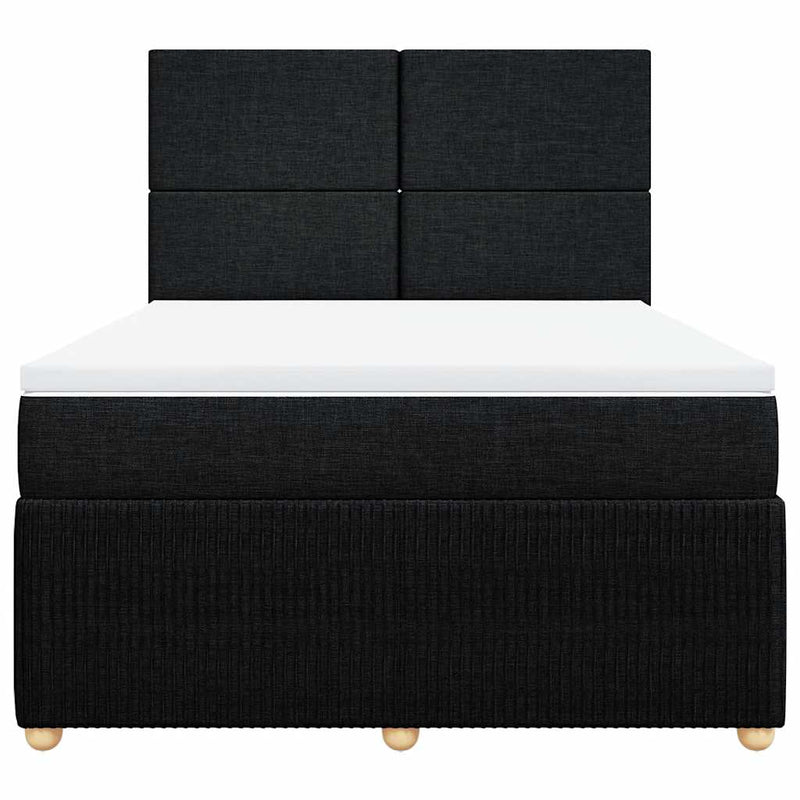 Box Spring Bed with Mattress Black Double Fabric