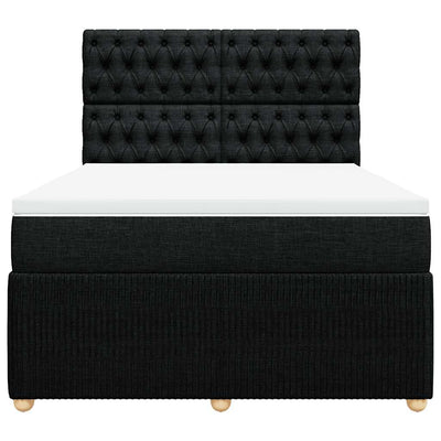 Box Spring Bed with Mattress Black Double Fabric