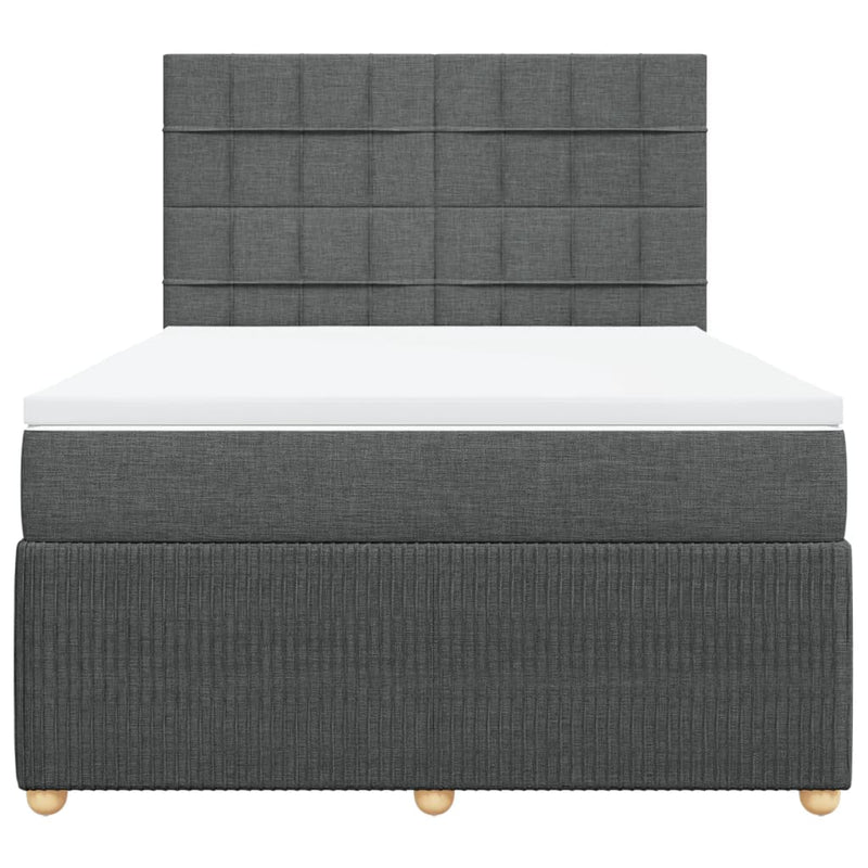 Box Spring Bed with Mattress Dark Grey Queen Fabric