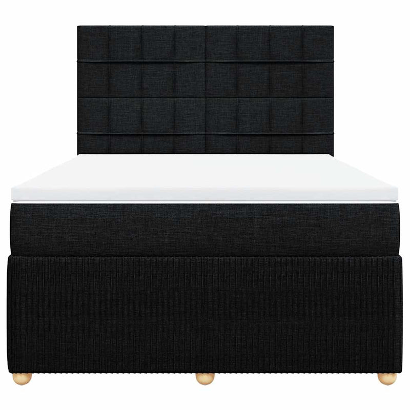 Box Spring Bed with Mattress Black Queen Fabric