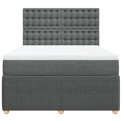 Box Spring Bed with Mattress Dark Grey Queen Fabric