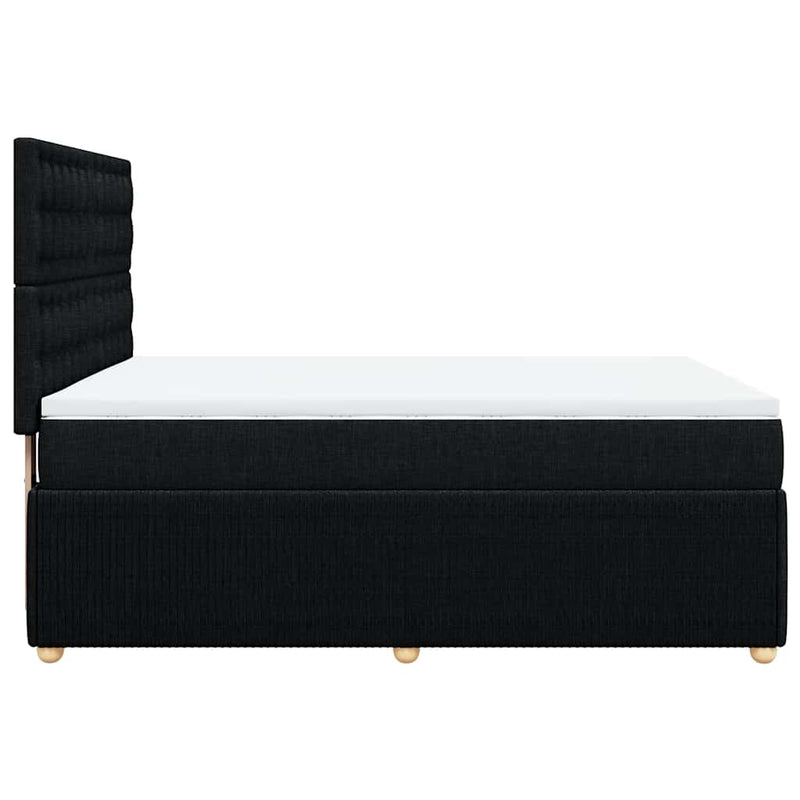 Box Spring Bed with Mattress Black Queen Fabric