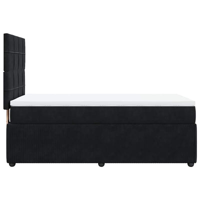 Box Spring Bed with Mattress Black King Single Velvet