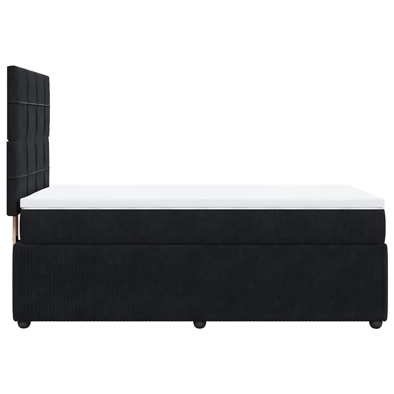 Box Spring Bed with Mattress Black King Single Velvet