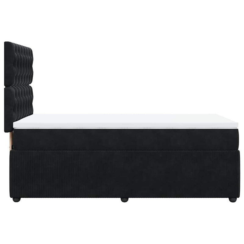 Box Spring Bed with Mattress Black King Single Velvet