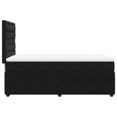 Box Spring Bed with Mattress Black King Single Velvet