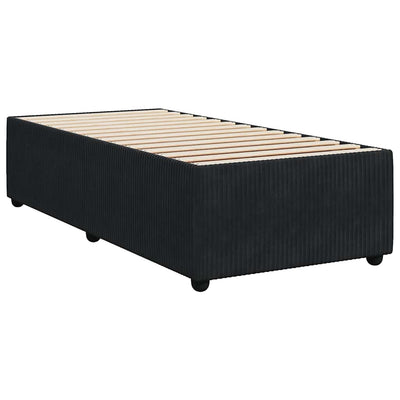 Box Spring Bed with Mattress Black King Single Velvet