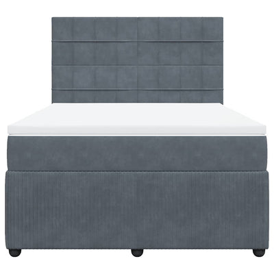 Box Spring Bed with Mattress Dark Grey Double Velvet