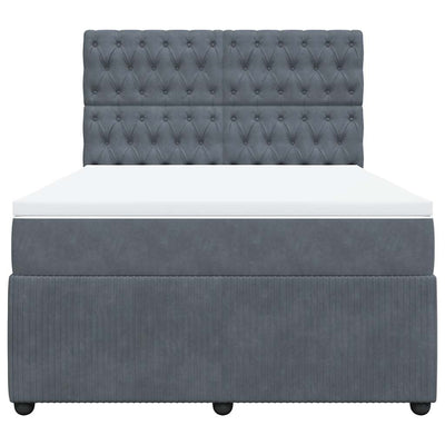 Box Spring Bed with Mattress Dark Grey Double Velvet