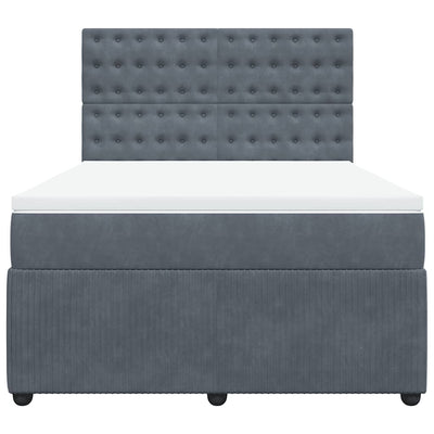 Box Spring Bed with Mattress Dark Grey Double Velvet