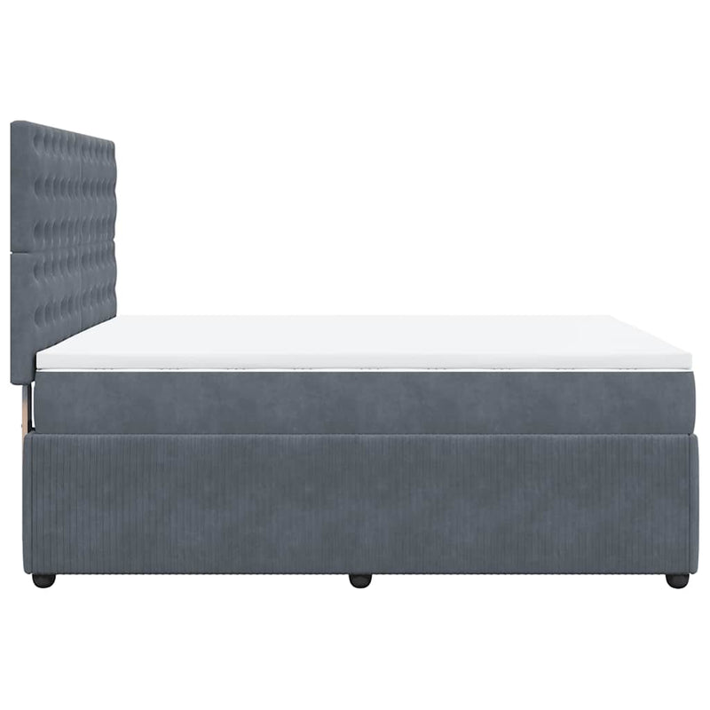 Box Spring Bed with Mattress Dark Grey Double Velvet