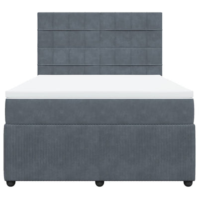 Box Spring Bed with Mattress Dark Grey Queen Velvet