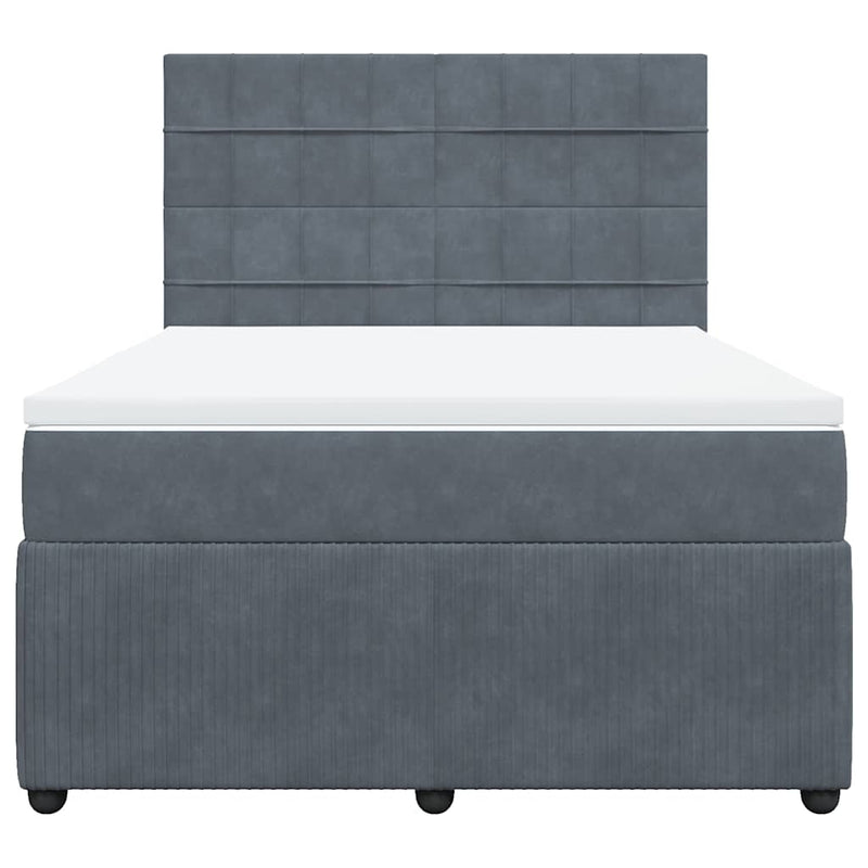 Box Spring Bed with Mattress Dark Grey Queen Velvet