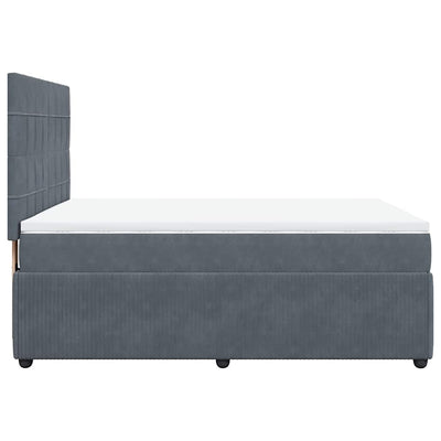 Box Spring Bed with Mattress Dark Grey Queen Velvet