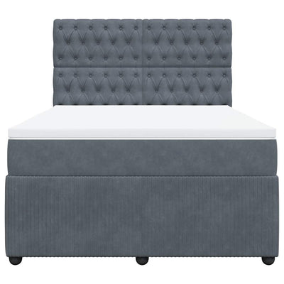 Box Spring Bed with Mattress Dark Grey Queen Velvet