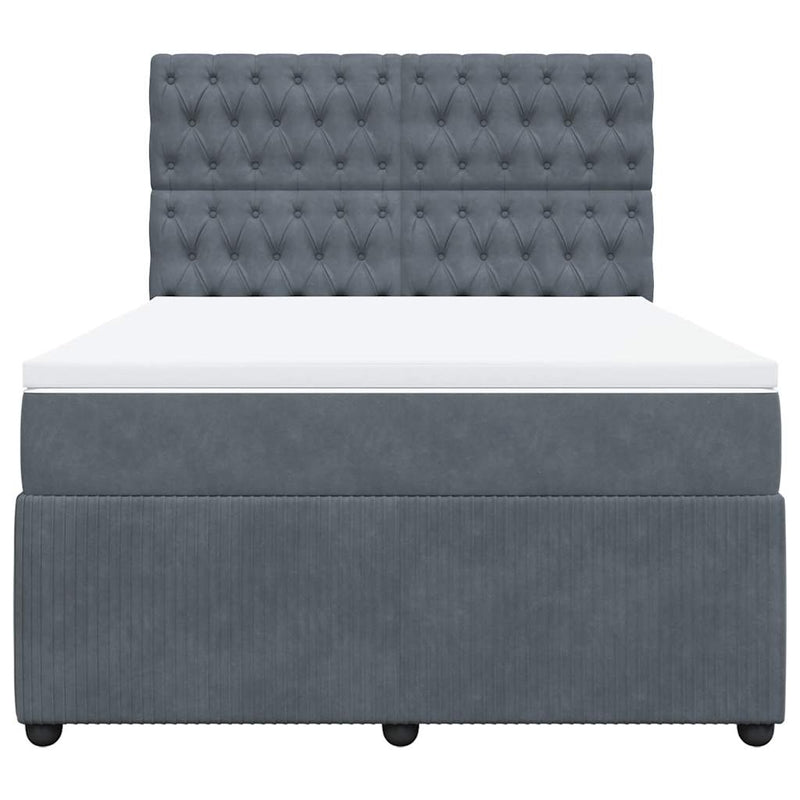 Box Spring Bed with Mattress Dark Grey Queen Velvet