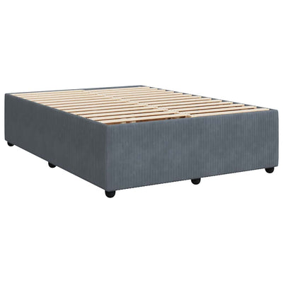 Box Spring Bed with Mattress Dark Grey Queen Velvet